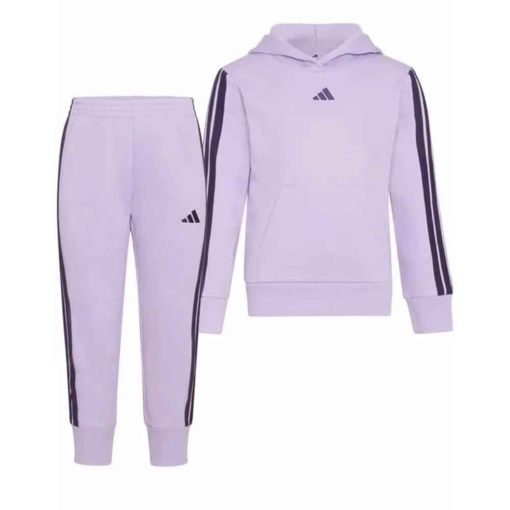 Girl's Adidas 2-Piece Hoodie & Joggers Set - Purple, Size 6, NWT